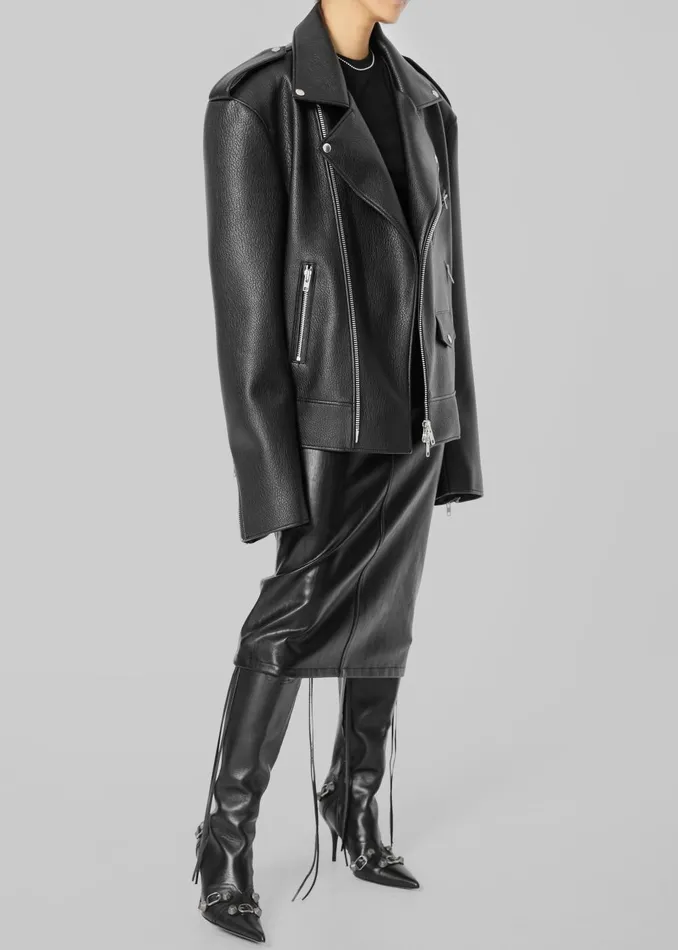 Women Chicago Oversized Biker Jacket 8211 Black The Frankie Shop Outerwear