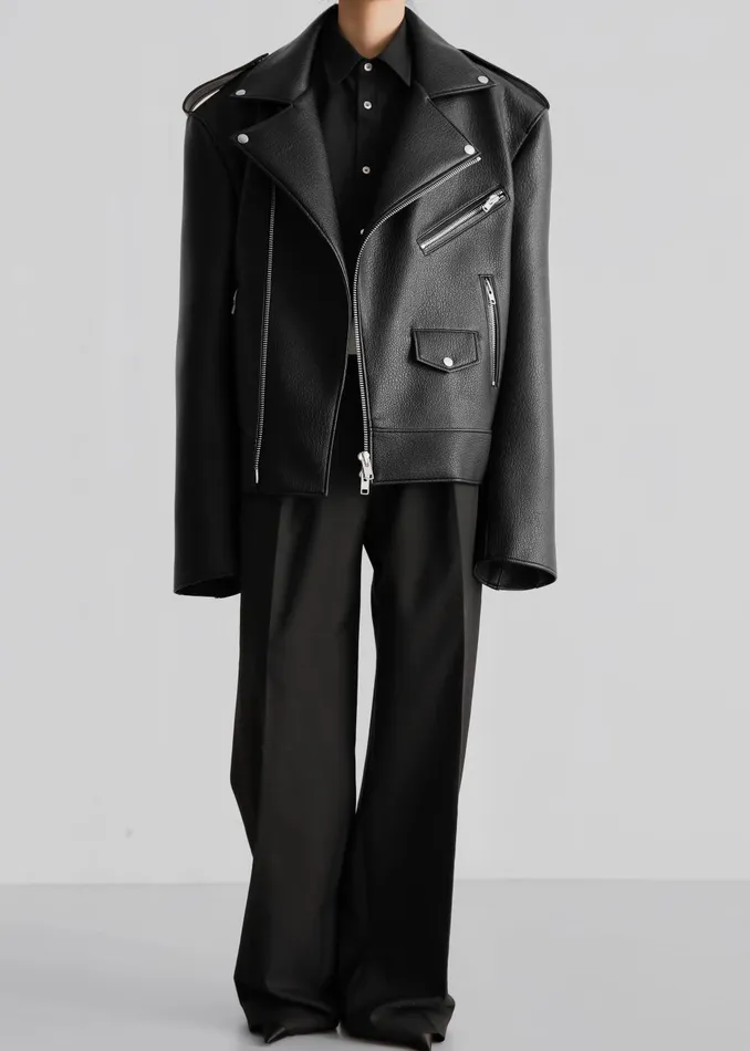 Women Chicago Oversized Biker Jacket 8211 Black The Frankie Shop Outerwear