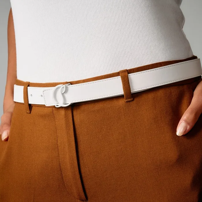 Women CL Logo Belt 8211 Calf Leather 8211 Bianco Christian Louboutin Belts
