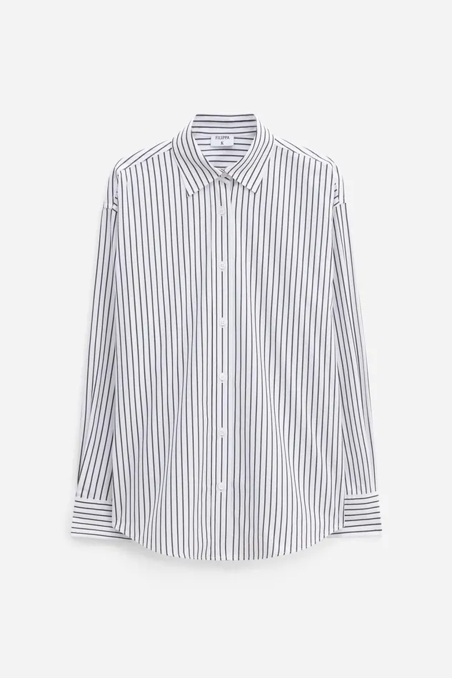 Women Classic Stripe Shirt Coffeewhite Filippa K Shirts and Blouses