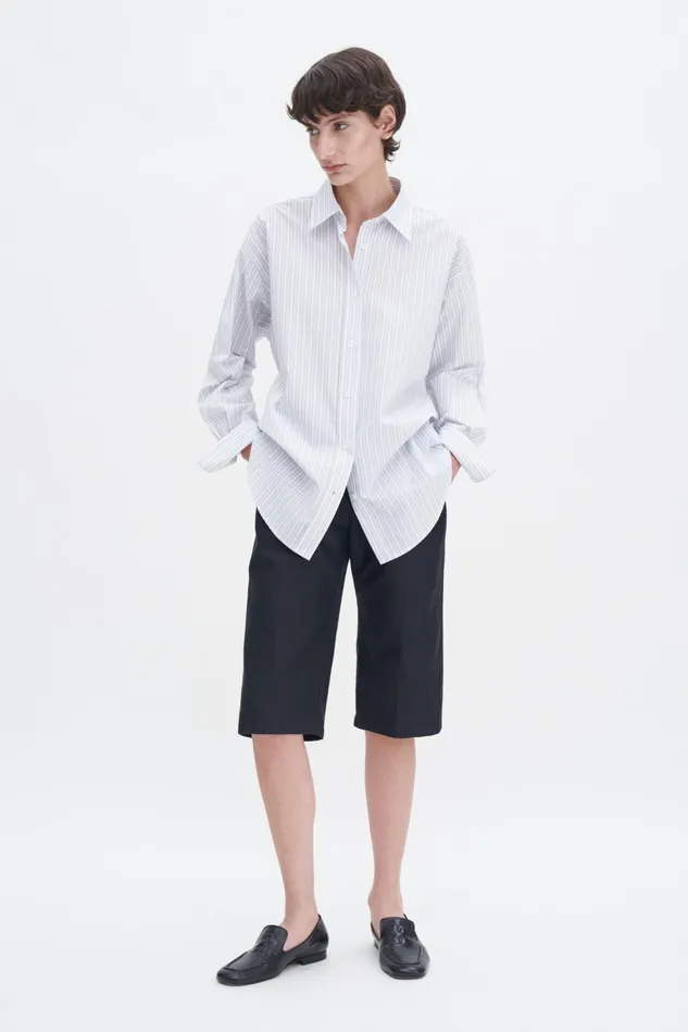 Women Classic Stripe Shirt Ice Bluewhite Filippa K Shirts and Blouses