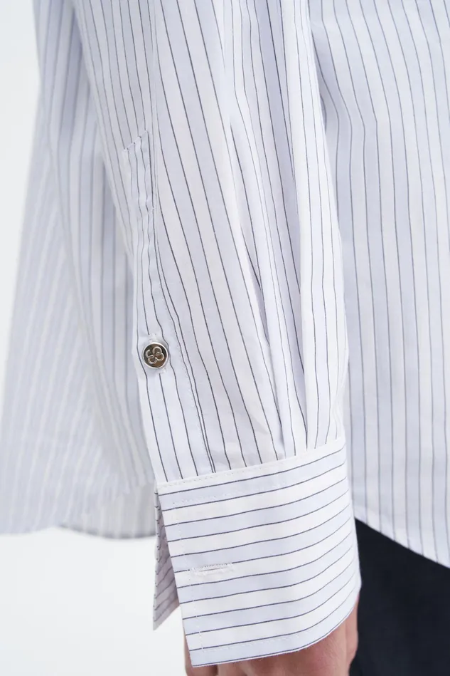 Women Classic Stripe Shirt Ice Bluewhite Filippa K Shirts and Blouses