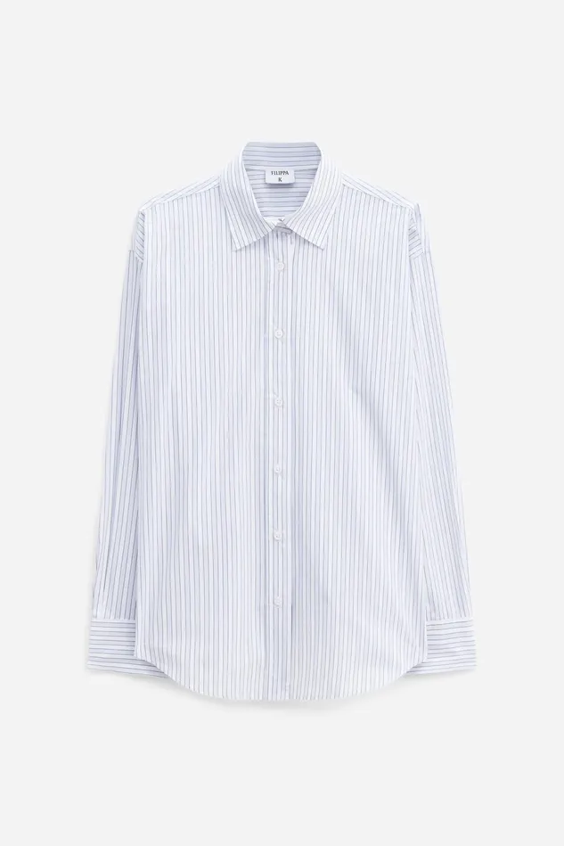 Women Classic Stripe Shirt Ice Bluewhite Filippa K Shirts and Blouses