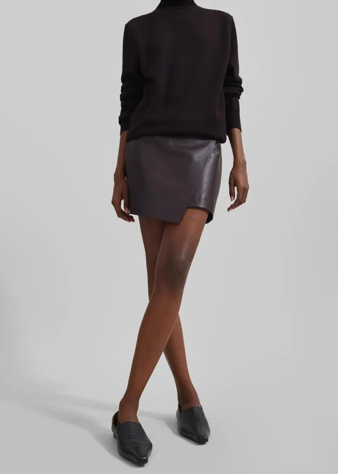Women Cleo Leather Mini Wrap Skirt 8211 Dark Plum The Frankie Shop Bottoms