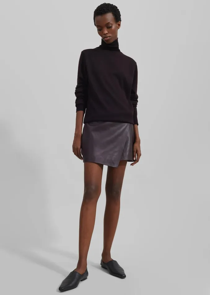 Women Cleo Leather Mini Wrap Skirt 8211 Dark Plum The Frankie Shop Bottoms