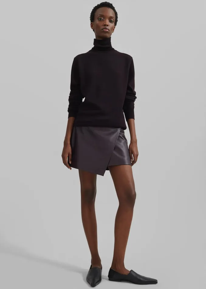 Women Cleo Leather Mini Wrap Skirt 8211 Dark Plum The Frankie Shop Bottoms