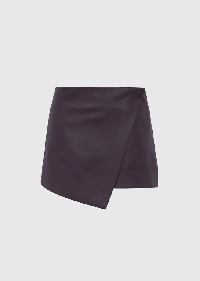 Women Cleo Leather Mini Wrap Skirt 8211 Dark Plum The Frankie Shop Bottoms