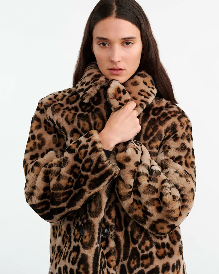 Women CLEOPHEE SHEARLING COAT Leopard Print Coats and Outerwear Nili Lotan