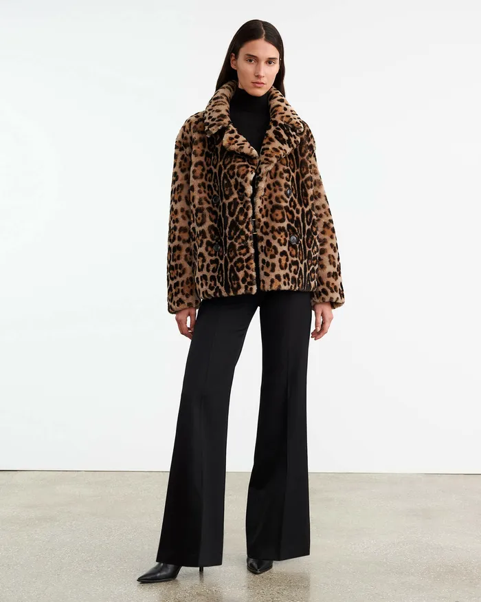 Women CLEOPHEE SHEARLING COAT Leopard Print Coats and Outerwear Nili Lotan