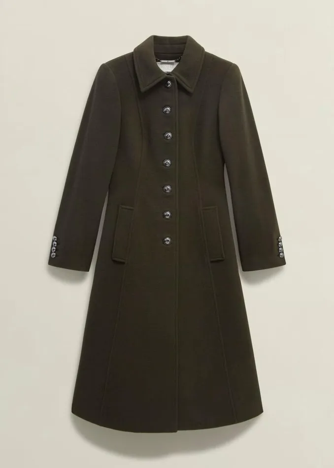 Women Coats and Jackets Hobbs Bayley Wool Blend Coat Olive Green