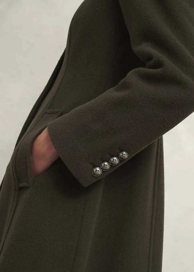 Women Coats and Jackets Hobbs Bayley Wool Blend Coat Olive Green
