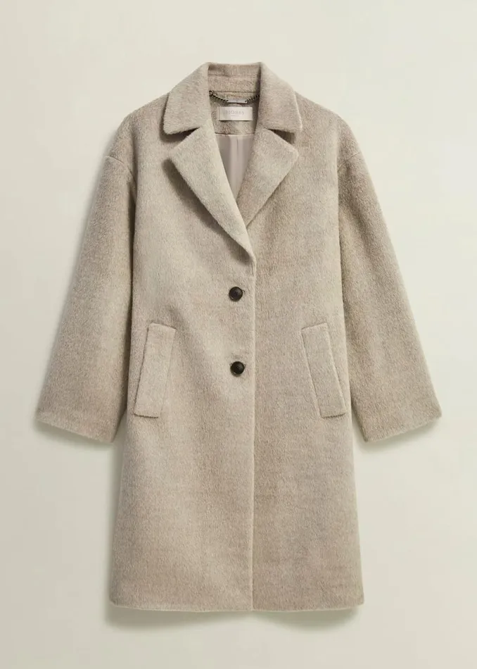 Women Coats and Jackets Hobbs Bhavina Wool Blend Coat Neutral