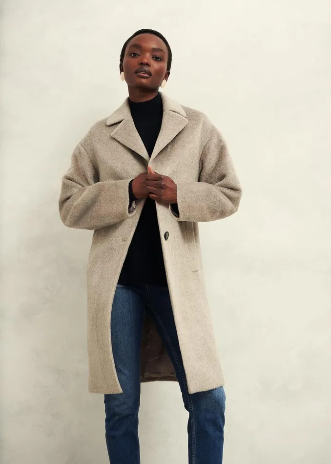 Women Coats and Jackets Hobbs Bhavina Wool Blend Coat Neutral
