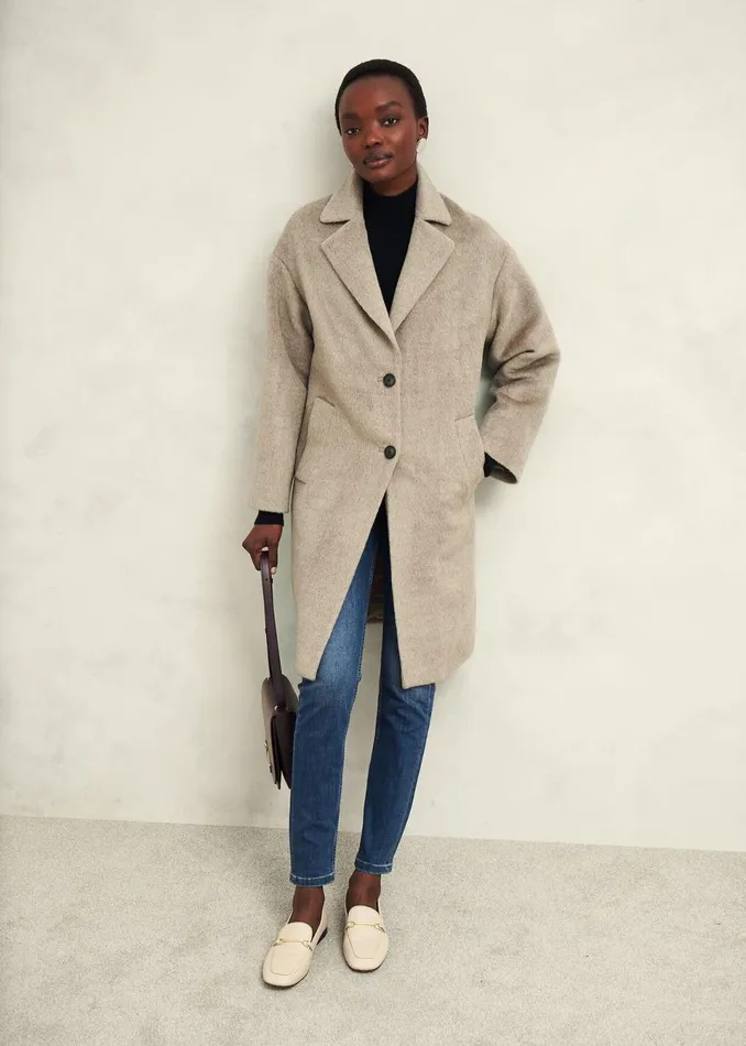 Women Coats and Jackets Hobbs Bhavina Wool Blend Coat Neutral