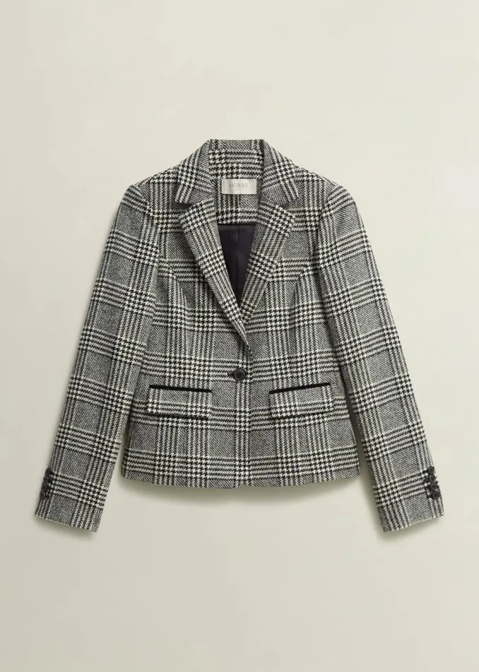 Women Coats and Jackets Hobbs Brea Wool Jacket Black White