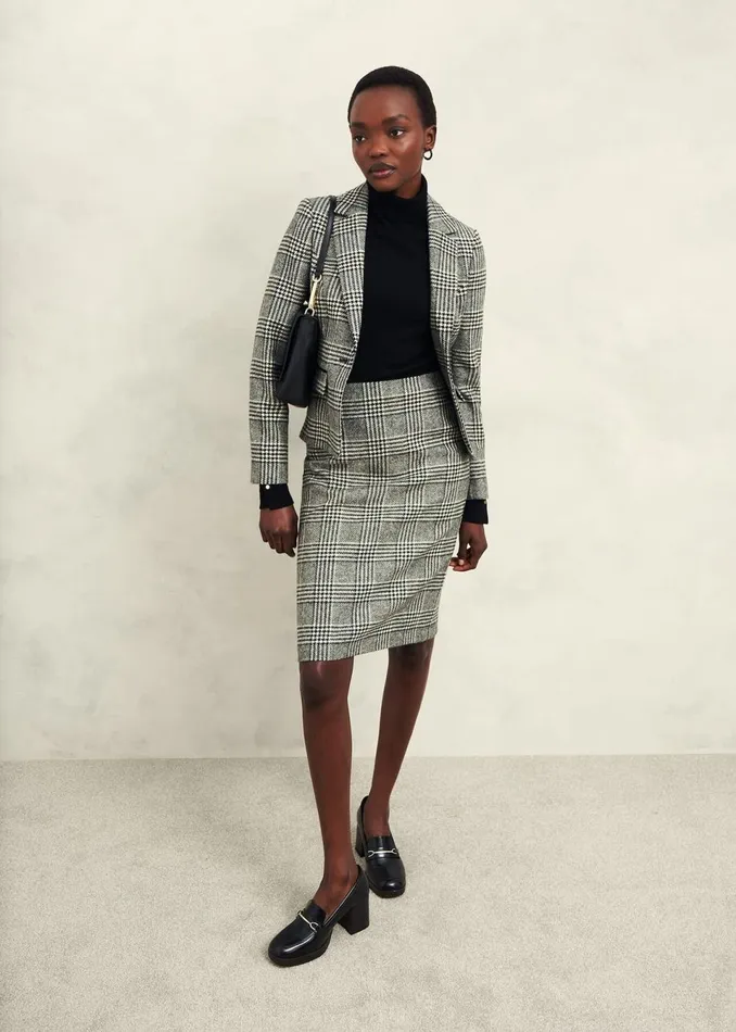 Women Coats and Jackets Hobbs Brea Wool Jacket Black White