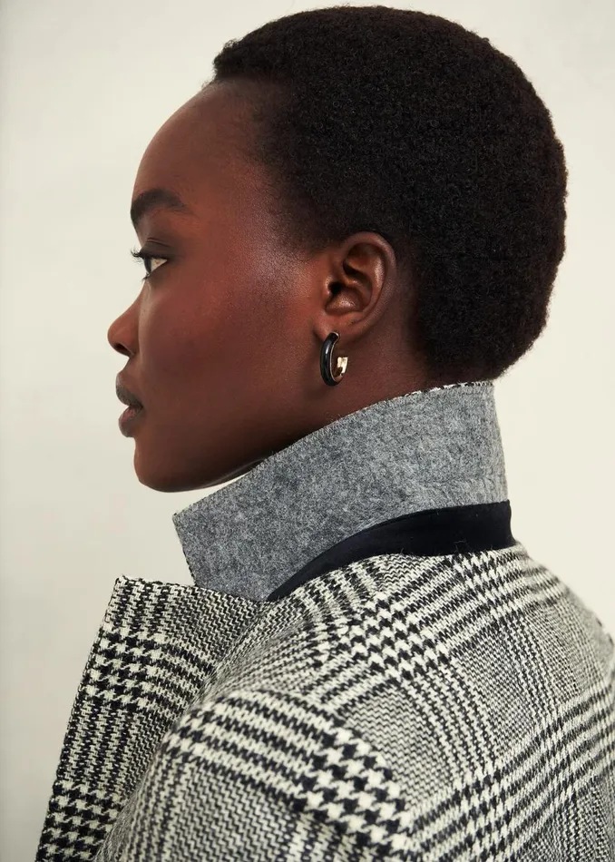 Women Coats and Jackets Hobbs Brea Wool Jacket Black White