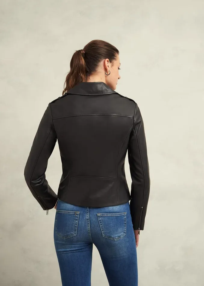 Women Coats and Jackets Hobbs Darby Leather Jacket Black