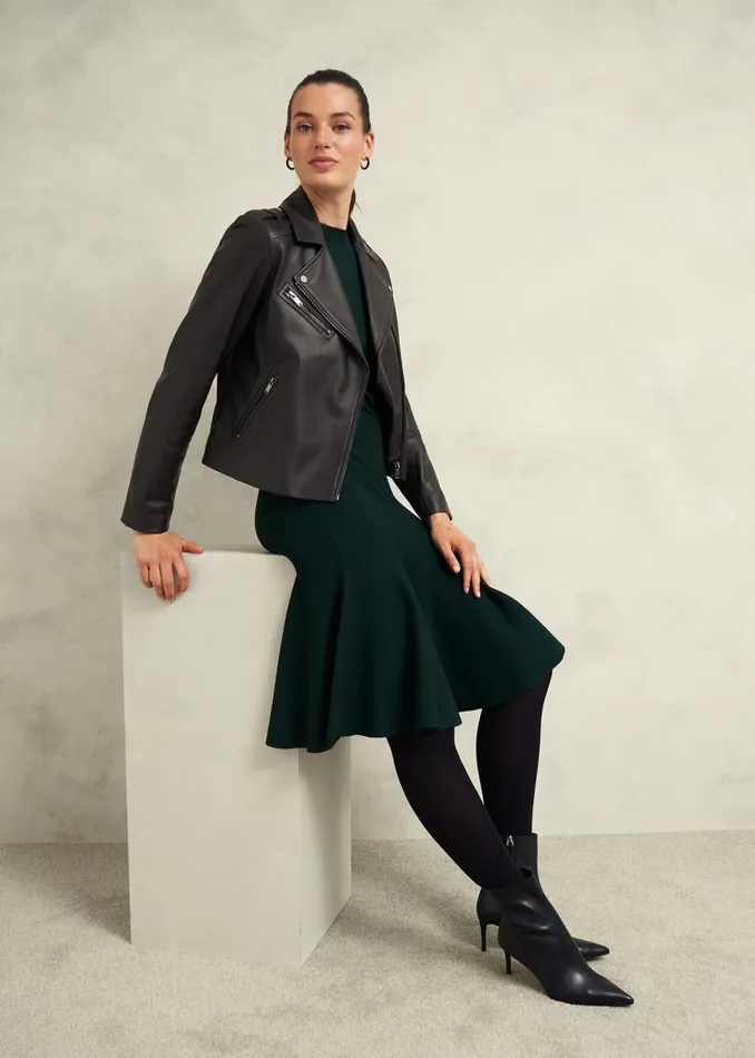 Women Coats and Jackets Hobbs Darby Leather Jacket Black