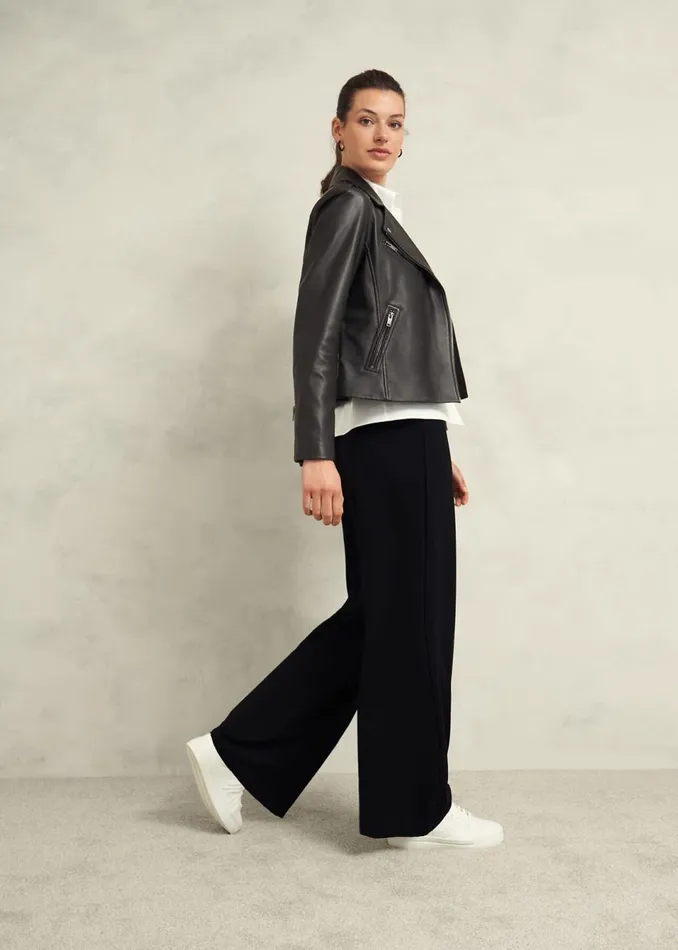 Women Coats and Jackets Hobbs Darby Leather Jacket Black