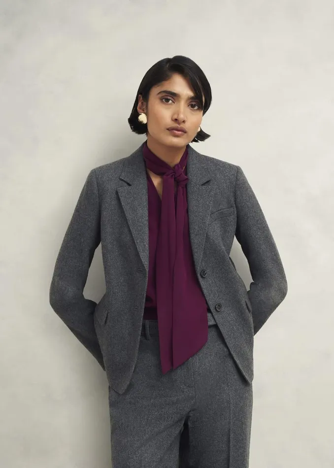 Women Coats and Jackets Hobbs Elsie Wool Blend Jacket Grey