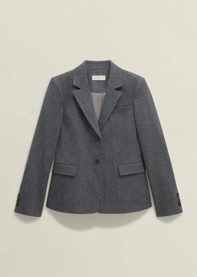 Women Coats and Jackets Hobbs Elsie Wool Blend Jacket Grey