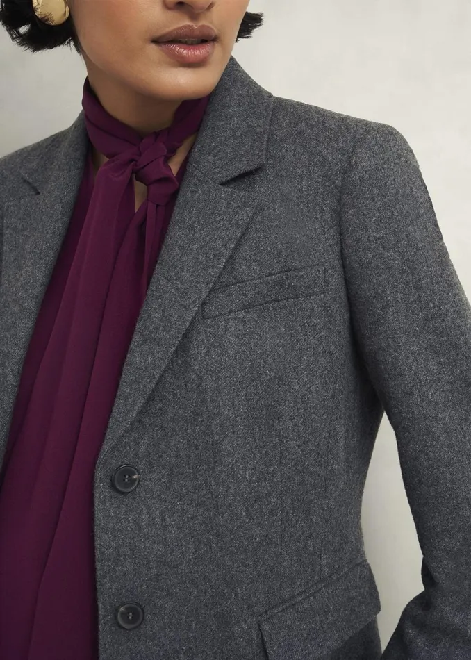Women Coats and Jackets Hobbs Elsie Wool Blend Jacket Grey