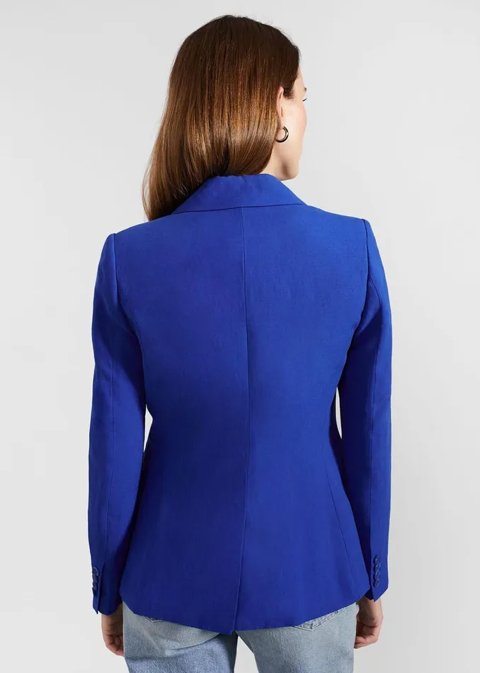 Women Coats and Jackets Hobbs Fletcher Silk Linen Jacket Lapis Blue