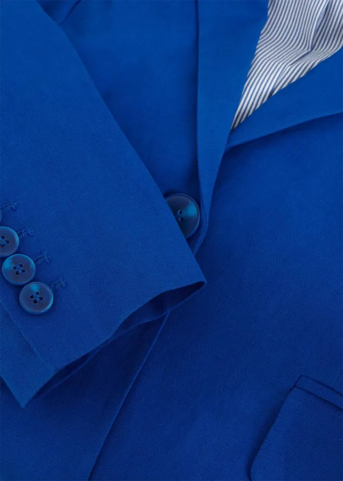 Women Coats and Jackets Hobbs Fletcher Silk Linen Jacket Lapis Blue