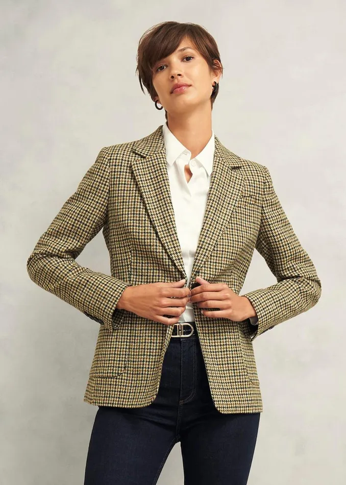 Women Coats and Jackets Hobbs Lilla Wool Jacket Brown Multi