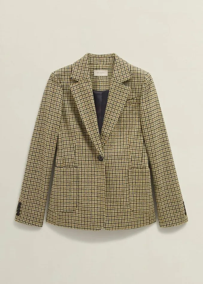 Women Coats and Jackets Hobbs Lilla Wool Jacket Brown Multi