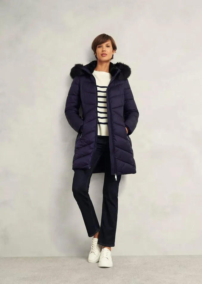 Women Coats and Jackets Hobbs Petite Alis Puffer Navy