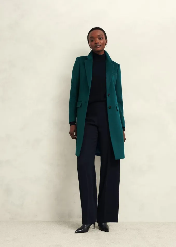 Women Coats and Jackets Hobbs Petite Cavendish Wool Coat Kyanite Green