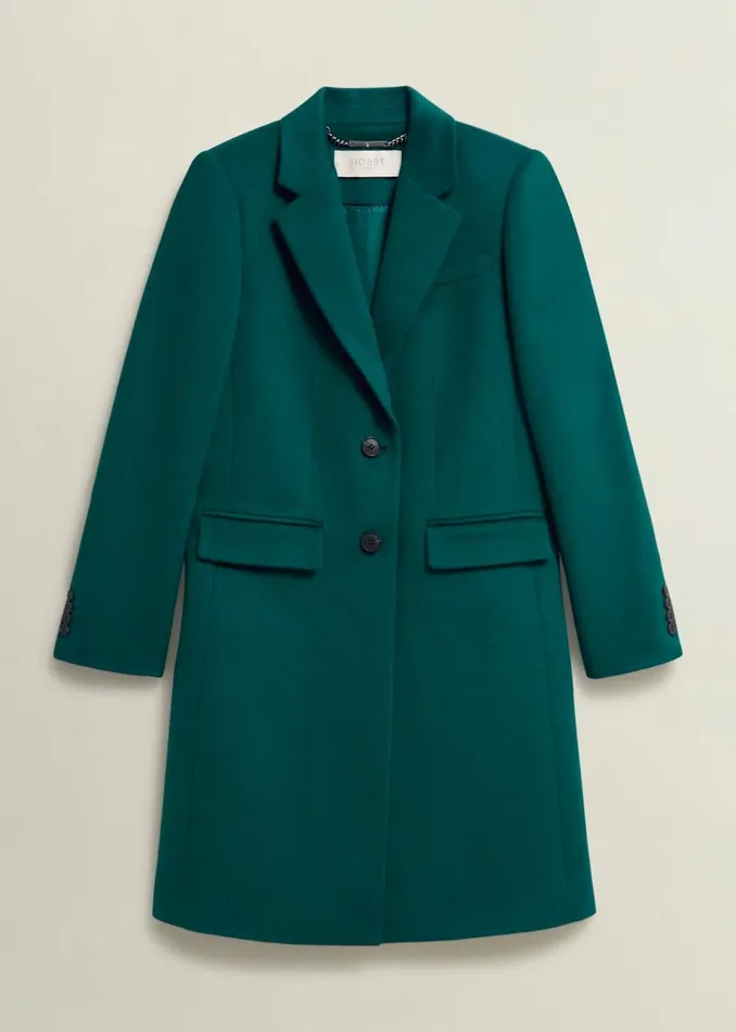 Women Coats and Jackets Hobbs Petite Cavendish Wool Coat Kyanite Green