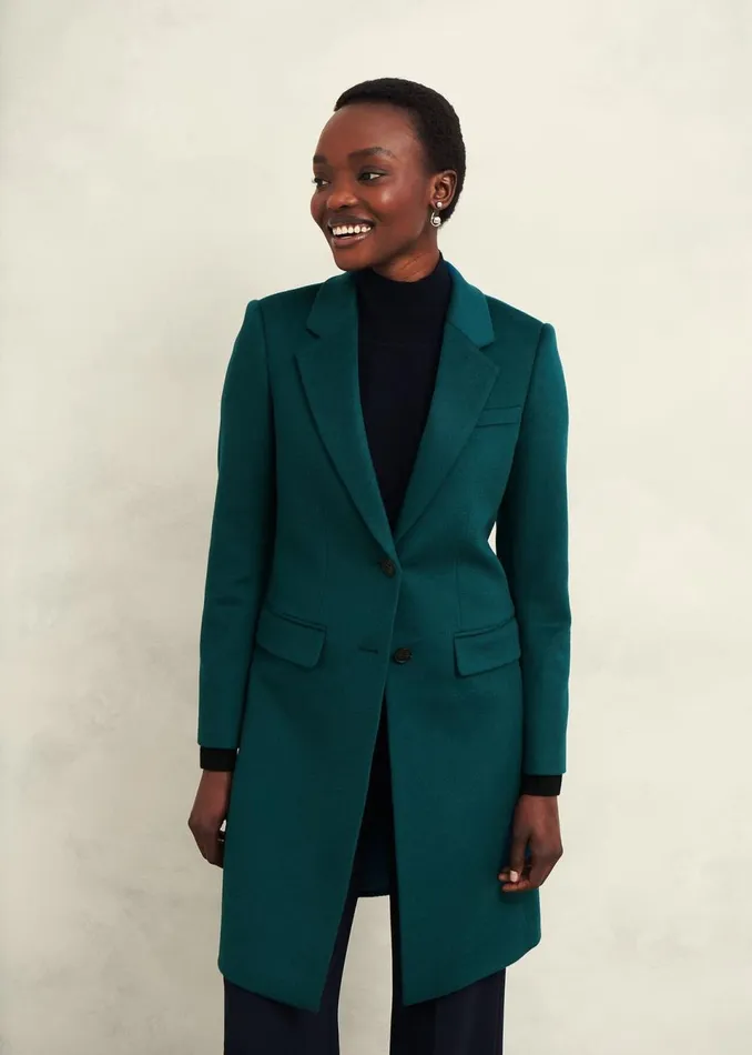 Women Coats and Jackets Hobbs Petite Cavendish Wool Coat Kyanite Green