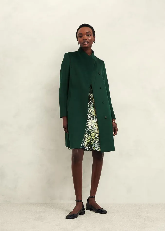 Women Coats and Jackets Hobbs Petite Marissa Wool Coat Bay Green