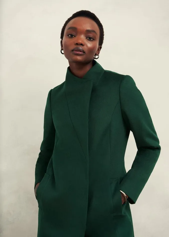 Women Coats and Jackets Hobbs Petite Marissa Wool Coat Bay Green