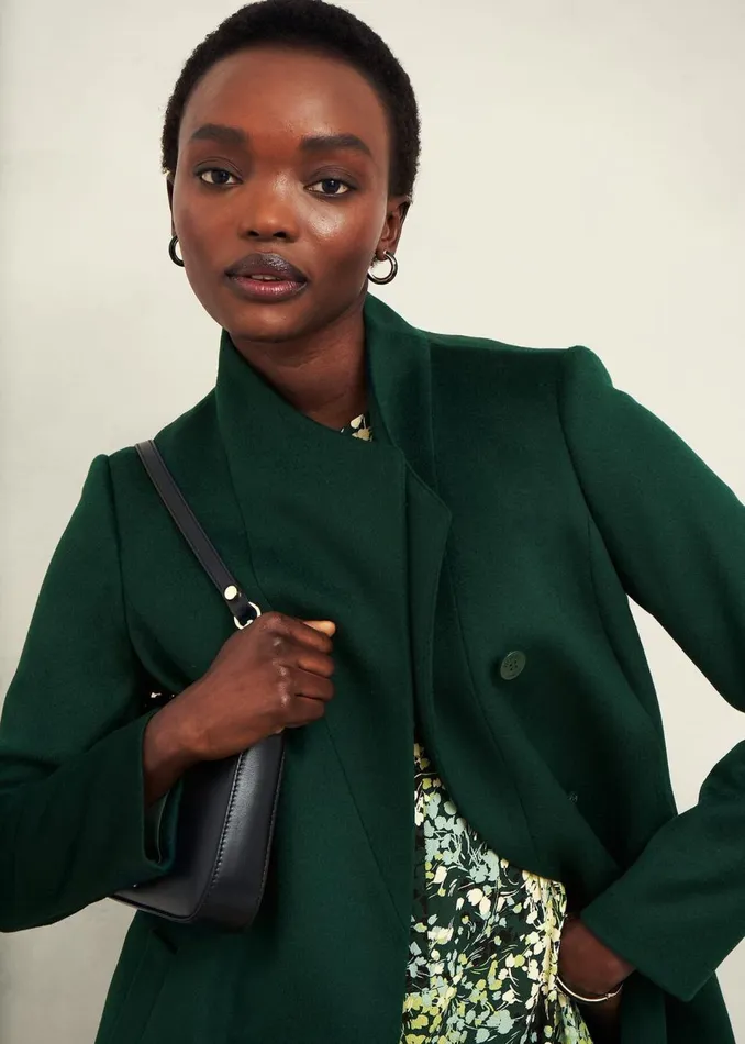 Women Coats and Jackets Hobbs Petite Marissa Wool Coat Bay Green