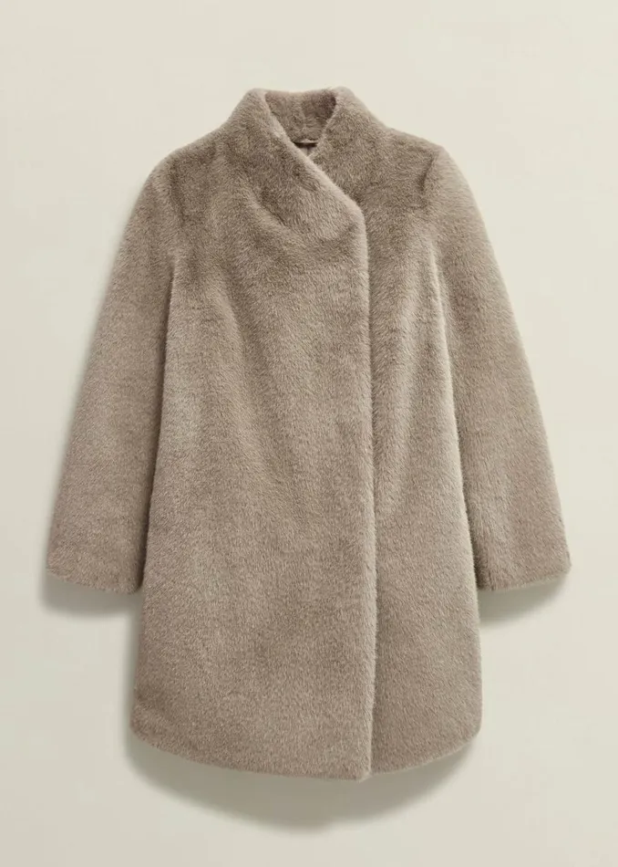 Women Coats and Jackets Hobbs Tarini Faux Fur Coat Mink