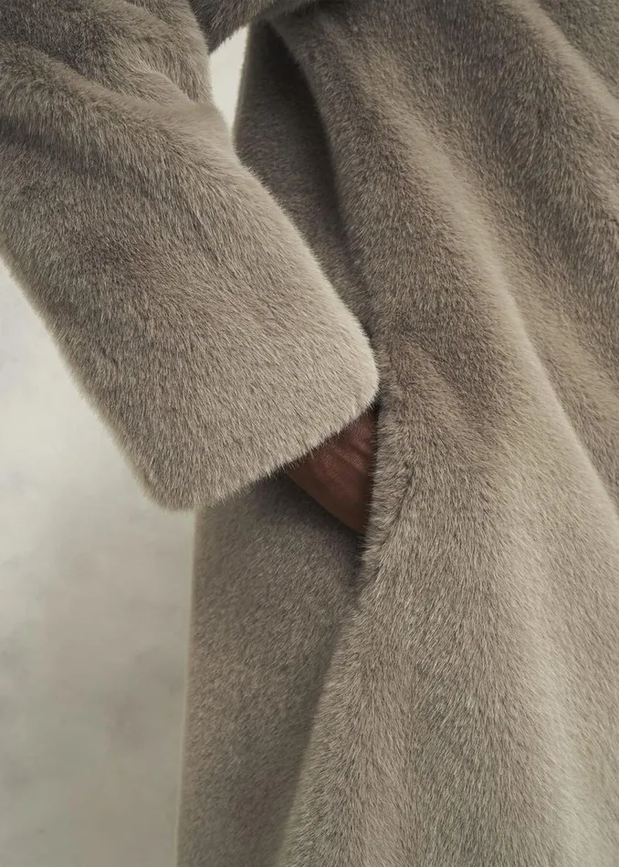 Women Coats and Jackets Hobbs Tarini Faux Fur Coat Mink