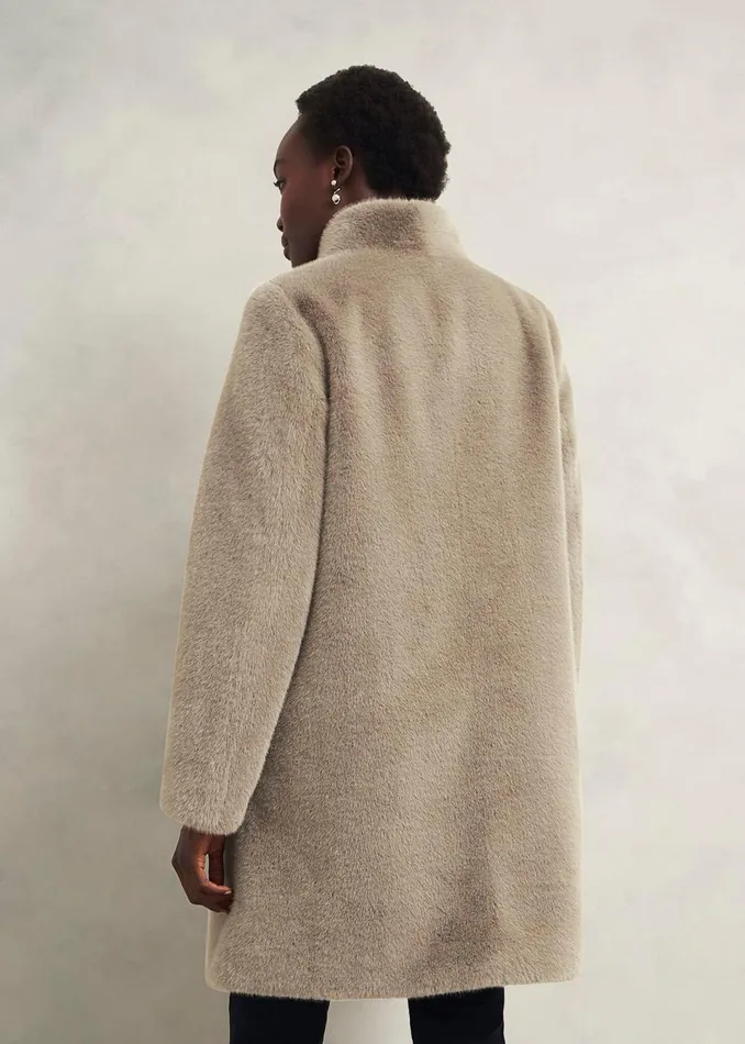 Women Coats and Jackets Hobbs Tarini Faux Fur Coat Mink
