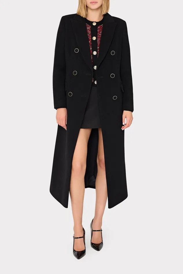 Women Coats and Jackets Milly Double Breasted Wool Coat Black Women Coats and Jackets Milly Double Breasted Wool Coat Black