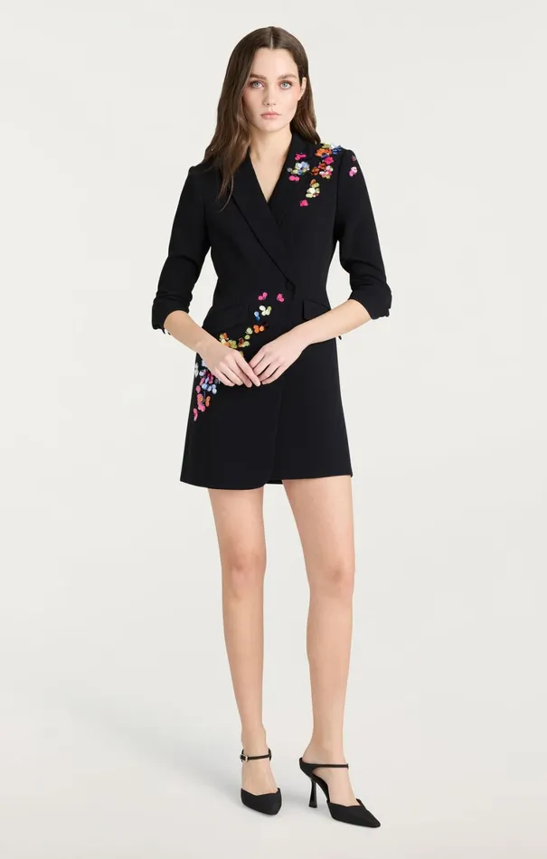 Women Cocktail and Evening Cinq Sept Paillette Vines Linnea Dress Blackmulti