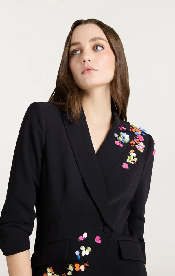 Women Cocktail and Evening Cinq Sept Paillette Vines Linnea Dress Blackmulti