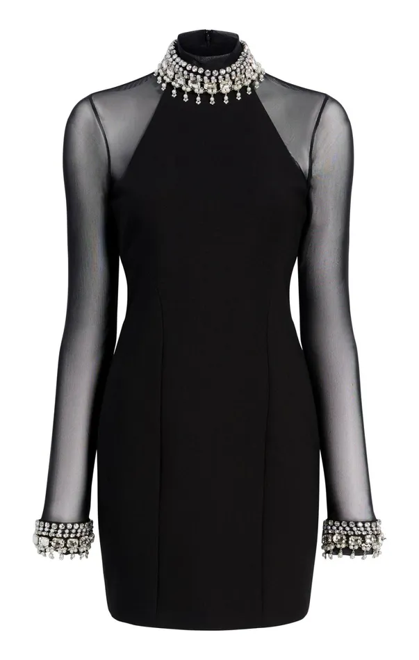 Women Cocktail and Evening Cinq Sept Pearl Trim Loretta Dress Blacksilver