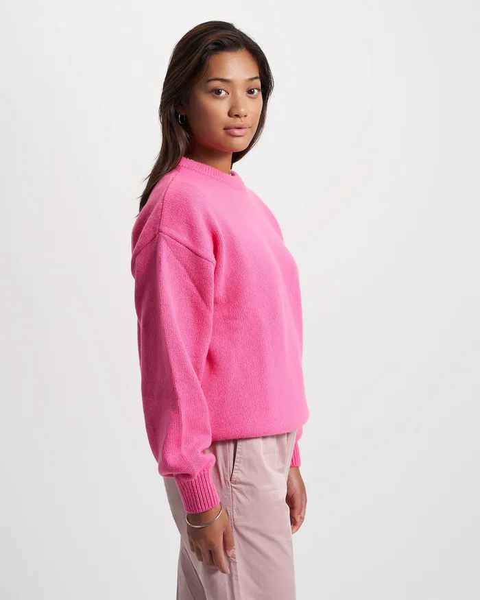 Women Colorfulstandard Oversized Merino Wool Crew 8211 Bubblegum Pink Knit Sweaters