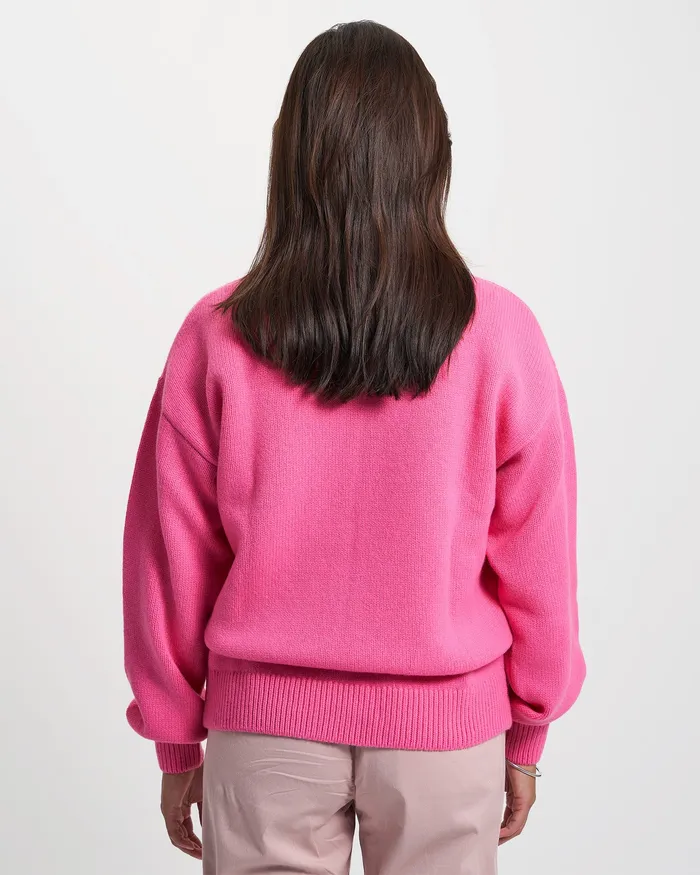 Women Colorfulstandard Oversized Merino Wool Crew 8211 Bubblegum Pink Knit Sweaters