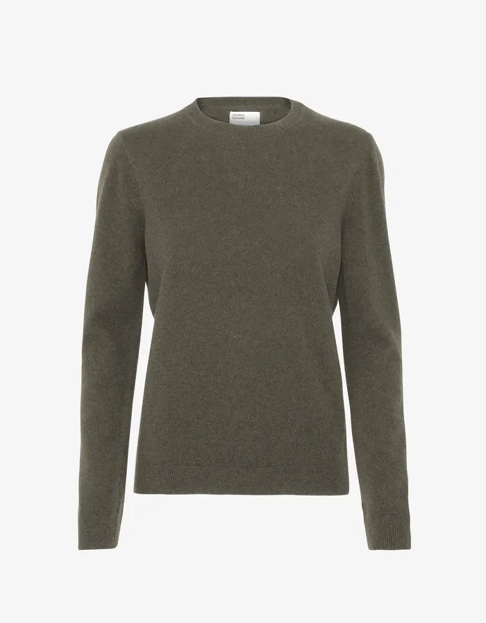 Women Colorfulstandard Women Light Merino Wool Crew 8211 Dusty Olive Knit Sweaters