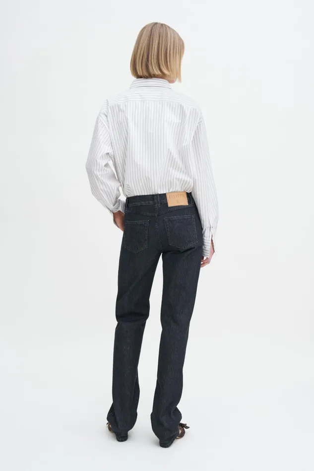 Women Contrast Pocket Straight Jeans Washed Black Filippa K Jeans