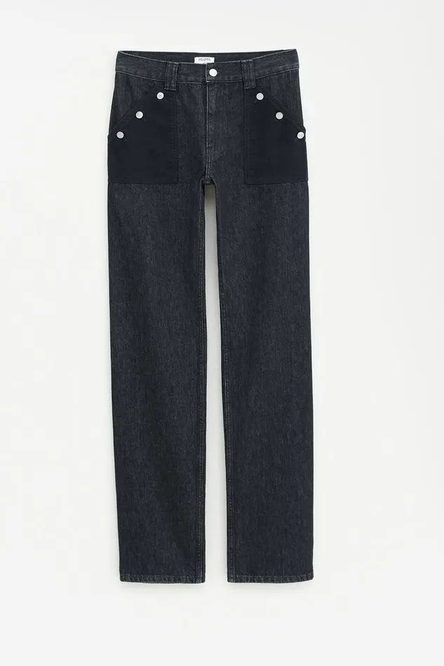 Women Contrast Pocket Straight Jeans Washed Black Filippa K Jeans